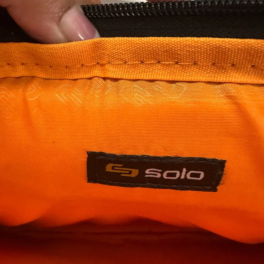 Solo Black Laptop‎ Briefcase Messenger Bag Orange Interior Padded Laptop Sleeve